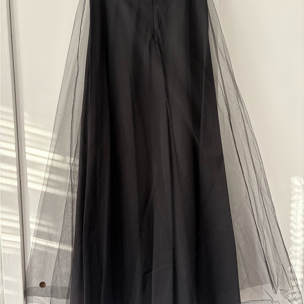 Elegant Black Tulle Maxi 100% Silk Skirt